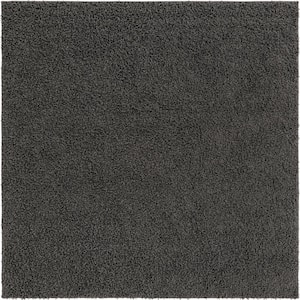 Solid Shag Graphite Gray 8 ft. x 8 ft. Square Area Rug