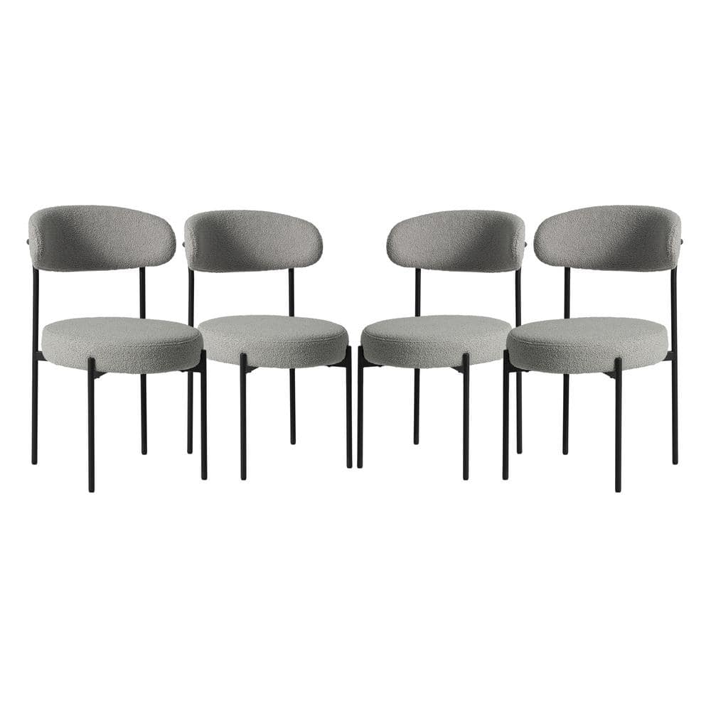 Bayville Modern Sherpa Upholstered Metal Frame Side Dining Chair Set of 4 in Light Gray price history on PriceWatchPro