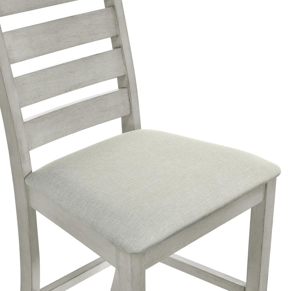 Pascal Driftwood Gray Wood Ladderback Counter Stools with Fabric Cushion (Set of 2)