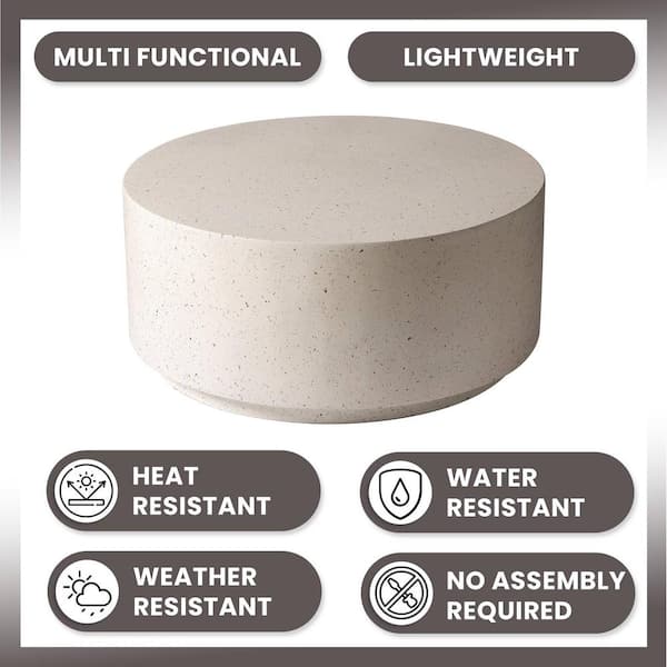 StyleWell 27 in. Brown Round Metal Outdoor Side Table with
