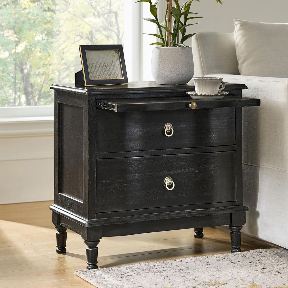 JAYDEN CREATION Di Charcoal 2-Drawer 26 in. W Nightstand with