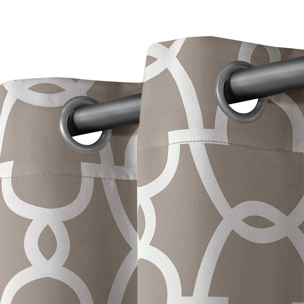 Taupe Polyester Blackout Grommet Window Curtain Panels