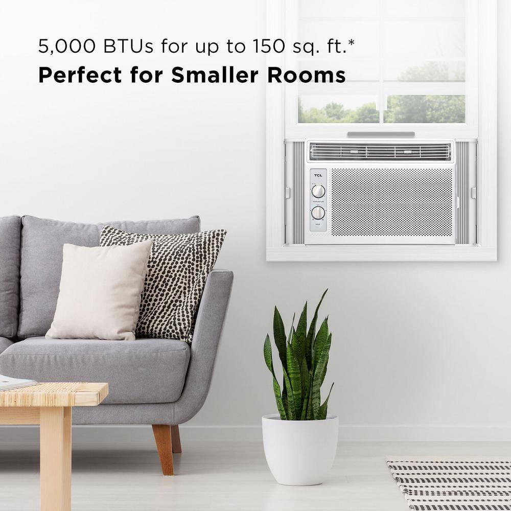 Compact White 5000 BTU Window Air Conditioner with Remote