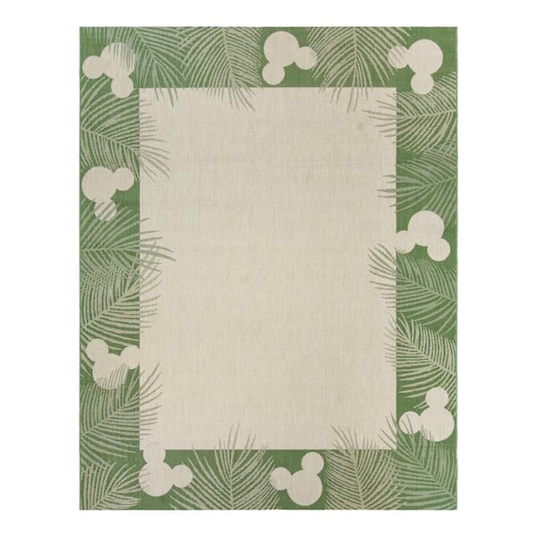 Mickey Mouse Palm 5 ft. x 7 ft. Palm Border Indoor/Outdoor Area Rug
