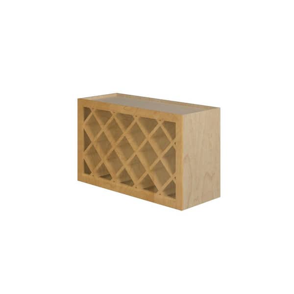 Unbranded Aberdeen Recessed 30 in. W x 18 in. H x 12 in. D in Caramel Plywood Assembled Wine Wall Cabinet