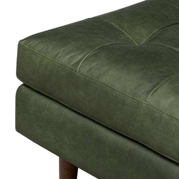 Napa Olivine Green Leather Rectangle 35 in. Ottoman LR-700-OLG
