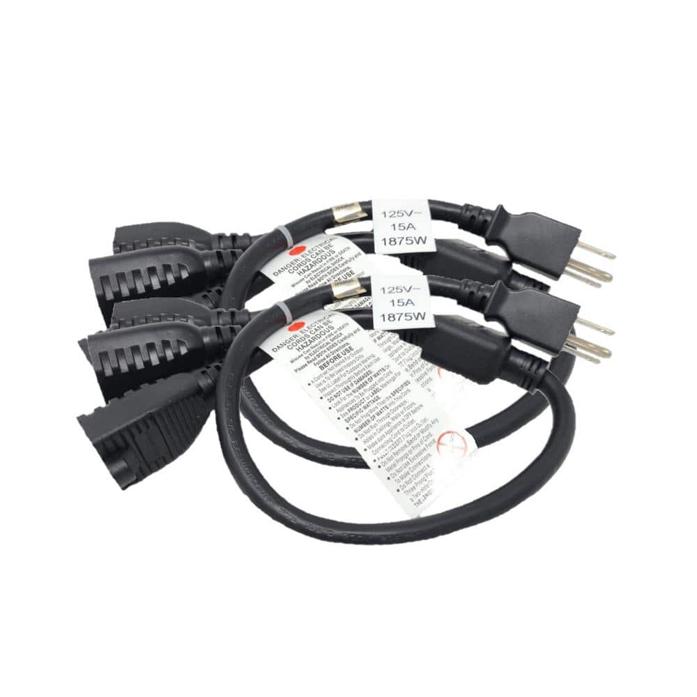 36 in. (3 ft.) 1 to 3 Heavy-Duty 14/AWG 3-Conductors Indoor Power Cord Splitter (NEMA 5-15P to 5-15R x 3) Black (2-Pack) price history on PriceWatchPro
