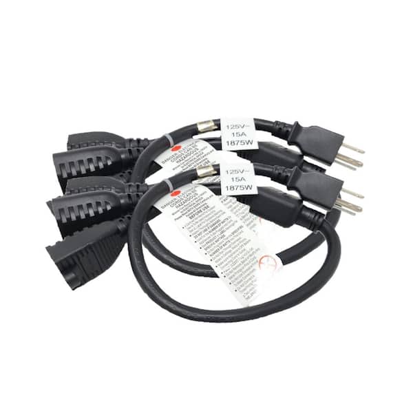 36 in. (3 ft.) 1 to 3 Heavy-Duty 14/AWG 3-Conductors Indoor Power Cord Splitter (NEMA 5-15P to 5-15R x 3) Black (2-Pack)