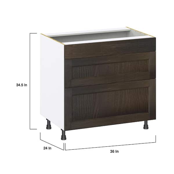 J COLLECTION Lincoln Chestnut Solid Wood Assembled Base Kitchen Cabinet for Cooktop with False Front 36 in.W x 34.5 in. H x 24 in. D