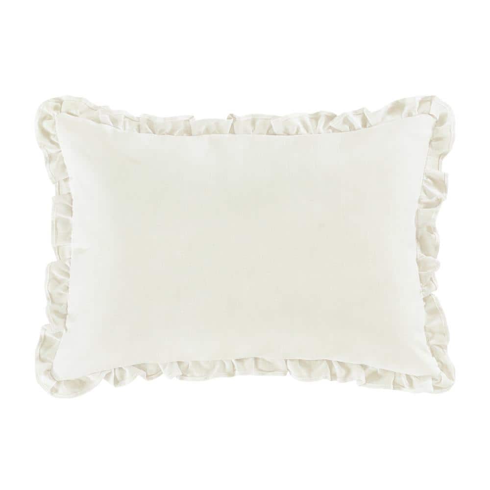 Coral Embroidered Floral Rectangle Throw Pillow