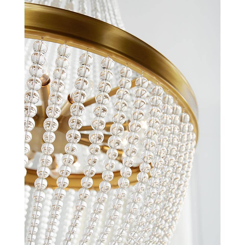Burnished Brass 12-Light Empire Chandelier with Candelabra Bulbs