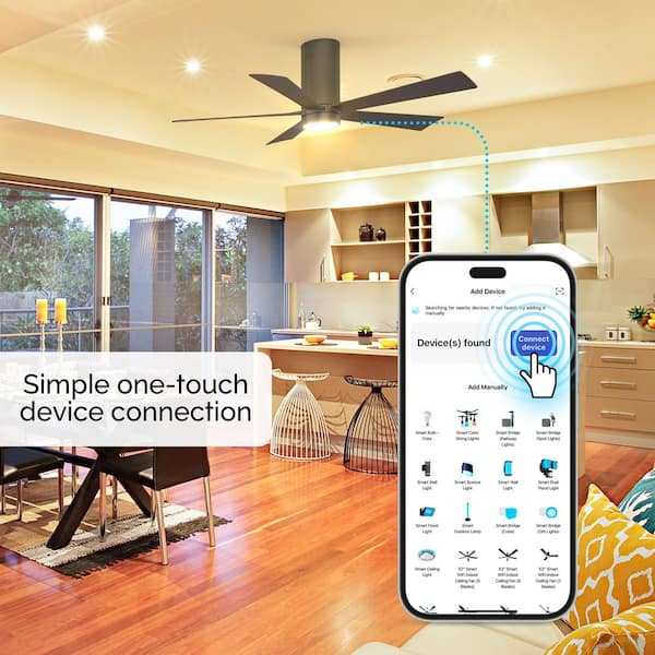 Nouvo 5 52 in. Smart Indoor Pearl Black 5-Blade WiFi Ceiling Fan with Adjustable Color & Tunable White LED, Remote