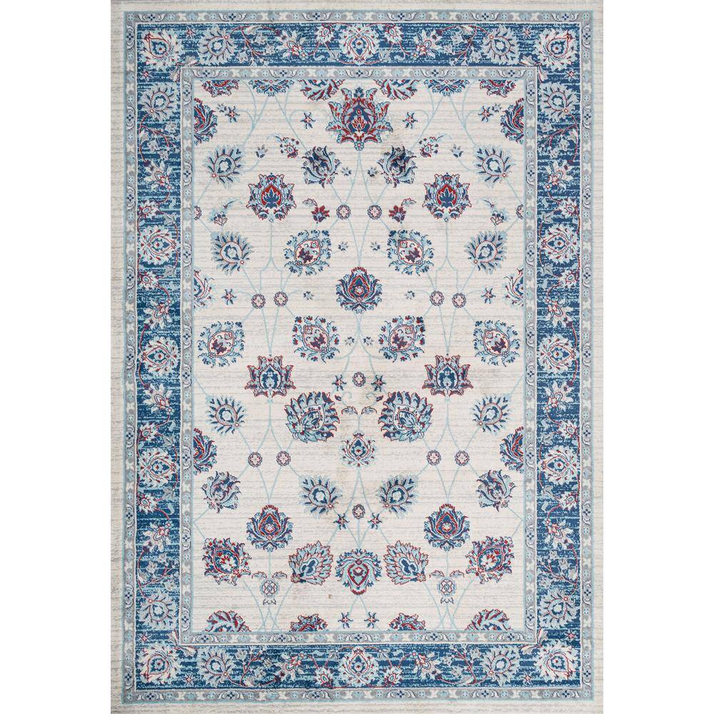 Elegant Ivory, Blue, and Red Vintage Persian-Style Runner Rug