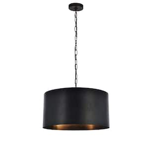 Timeless Home Maria 20 in. W x 11.75 in. H 3-Light Vintage Black Pendant