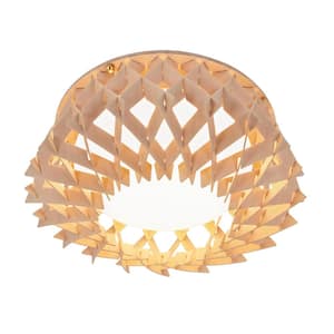 Kiran 13 in. 1-Light Wood Painted 5CCT Integrated Selectable LED Flush Mount