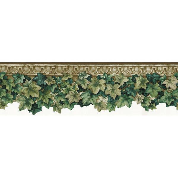 The Wallpaper Company 6.5 in. x 15 ft. Green Ivy Die-Cut Border