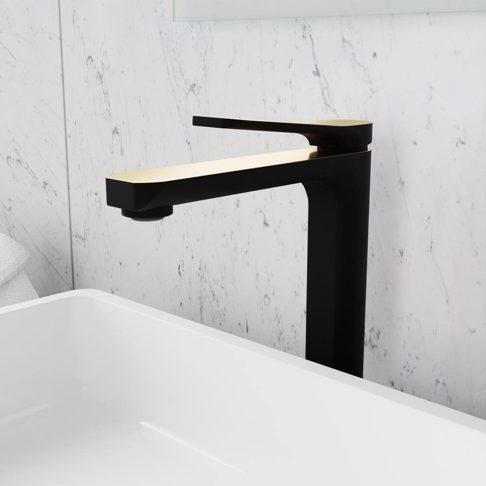 Matte Black and Brushed Gold Single Handle Bathroom Faucet