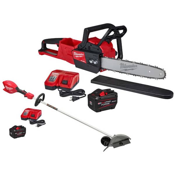 M18 FUEL 16 in. 18V Lithium-Ion Brushless Battery Chainsaw Kit with 12.0 Ah Battery and M18 Rapid Charger, M18 Edger
