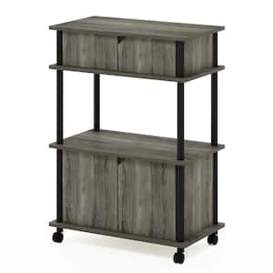 Turn-N-Tube French Oak Grey and Black Storage Cart with Cabinet