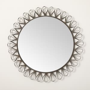 35.25 in. x 32.25 in. Baroque Scrollwork Wall Mirror, Gray