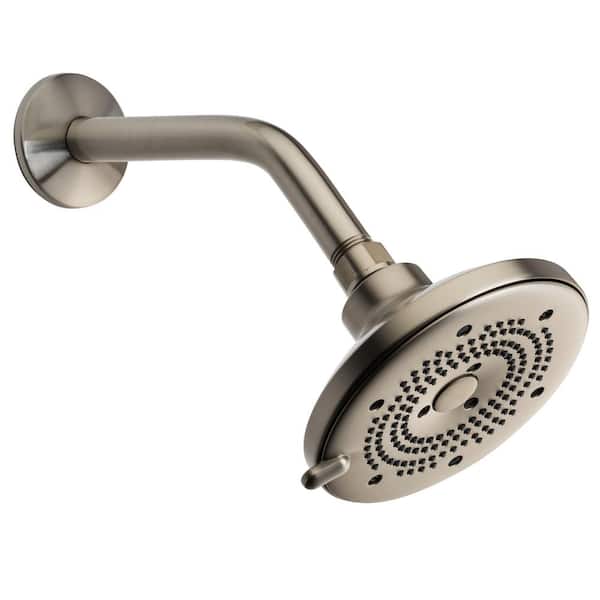 Brondell Nebia Merced 5-Spray Patterns 5.3 in. Wall Mount Water Savings Fixed Shower Head 1.5 GPM in Brushed Nickel