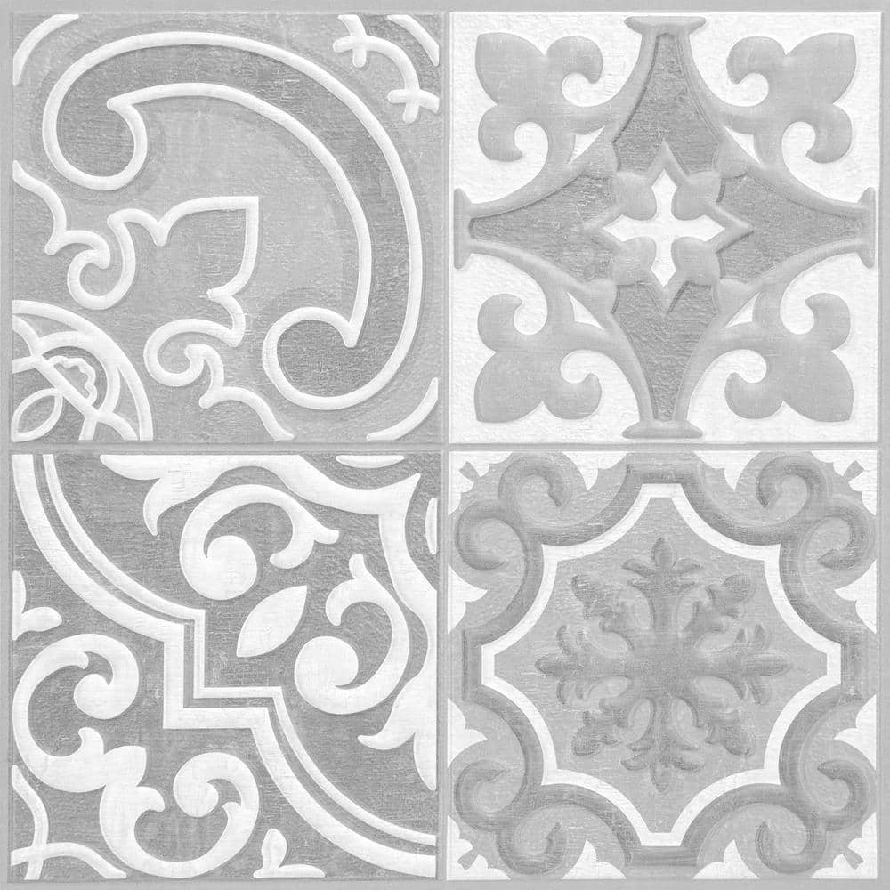 WallPOPs Holly Grey Embossed 10 in. x 10 in. x 0.04 in. PVC Peel and