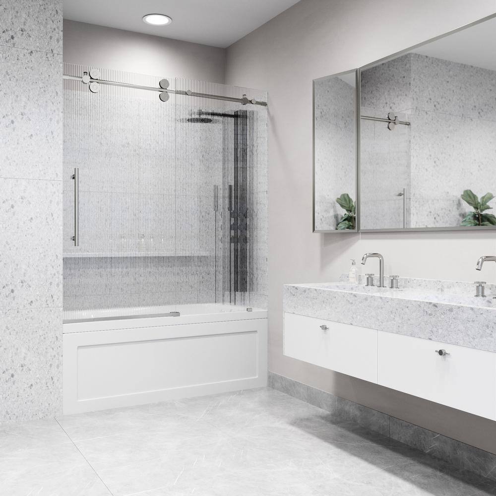 Elan 56-60" Frameless Sliding Tub Door with Fluted Glass