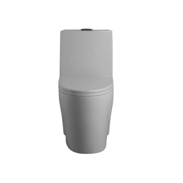1-Piece 1.1/1.6 GPF Dual Flush Elongated Toilet in Light Grey