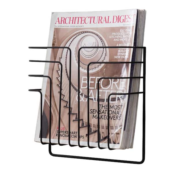 Unbranded Metal Wire Wall Mounted Magazine and File Folder Holder Organizer Rack, Black, 9.25 in. x 3.5 in. x 9.25 in.