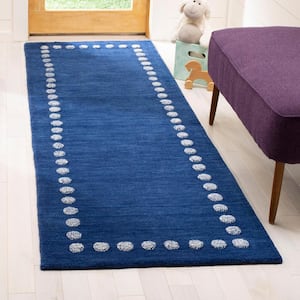 Kids Navy 3 ft. x 8 ft. Polka Dot Runner Rug