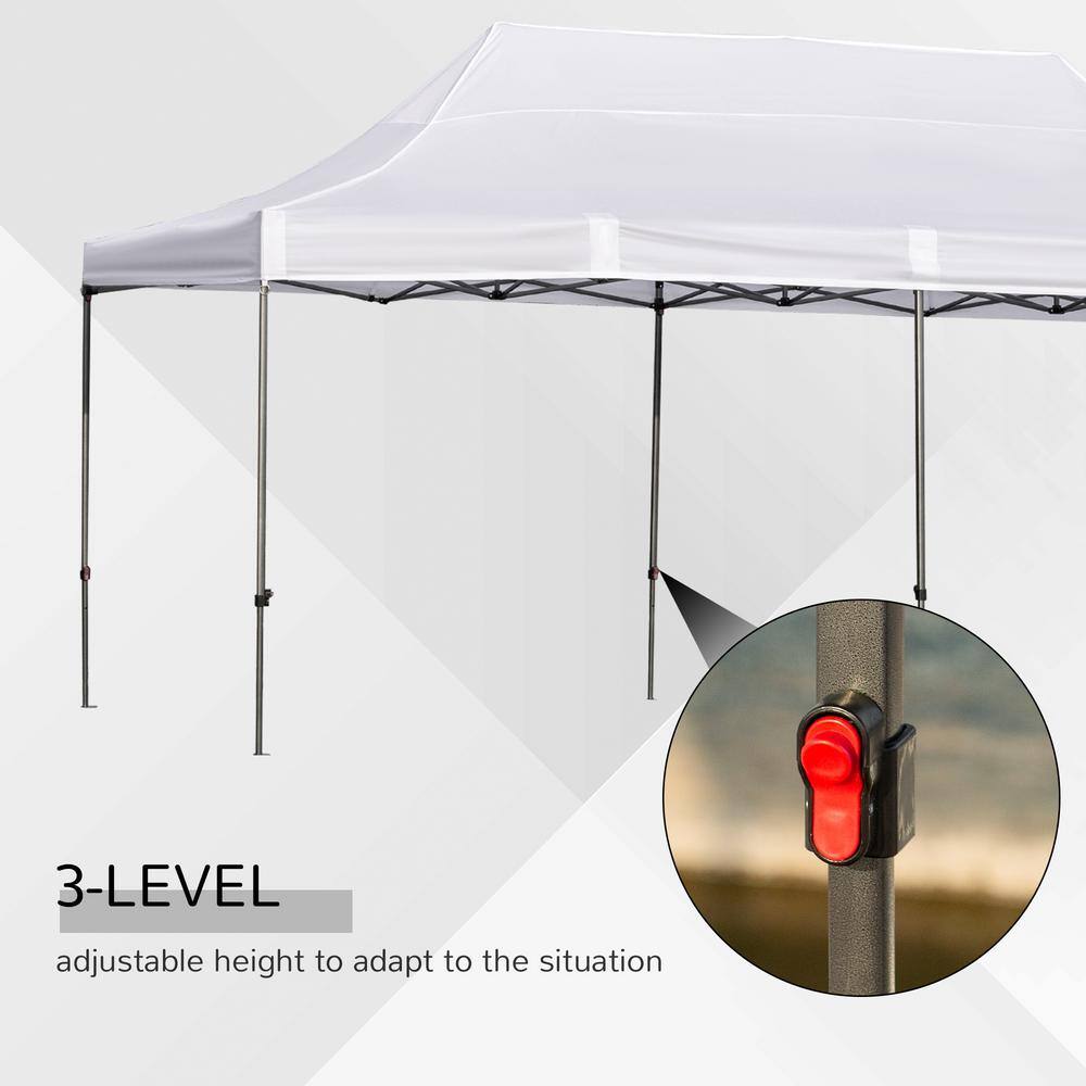 White Adjustable Height Pop-Up Canopy Tent with Sidewalls
