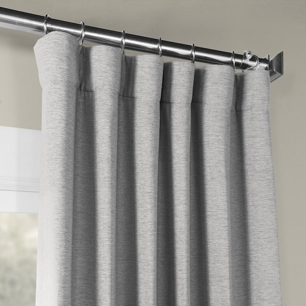 Vista Grey Textured Bellino Room Darkening Curtains-50 in. W x 96 in.L Rod pocket with Back Tabs Single Window Panel
