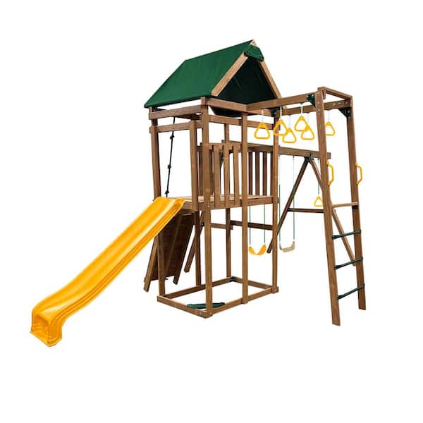 PlayStar Inc Capitol Freedom Fort Wood Outdoor Playset with Attachments