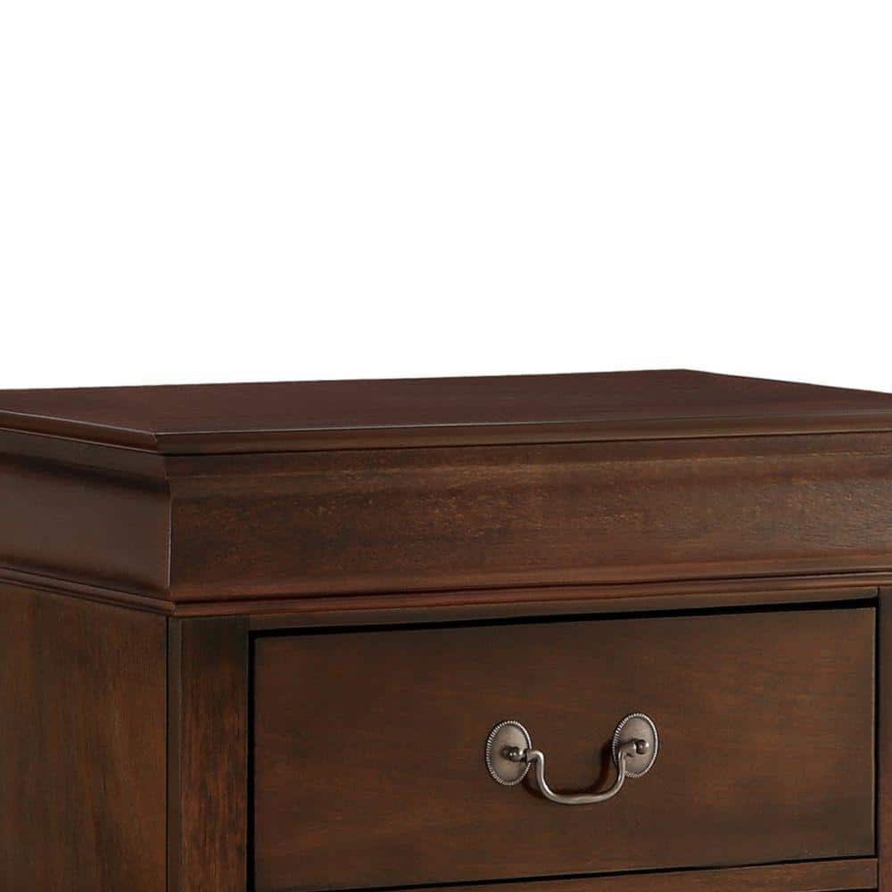 Brown Cherry Traditional Wood 2-Drawer Nightstand