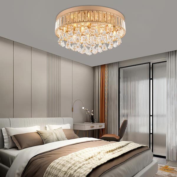 ゴールドです OUKANING 19.68 in. 9-Light Gold Modern Round Flush Mount Ceiling