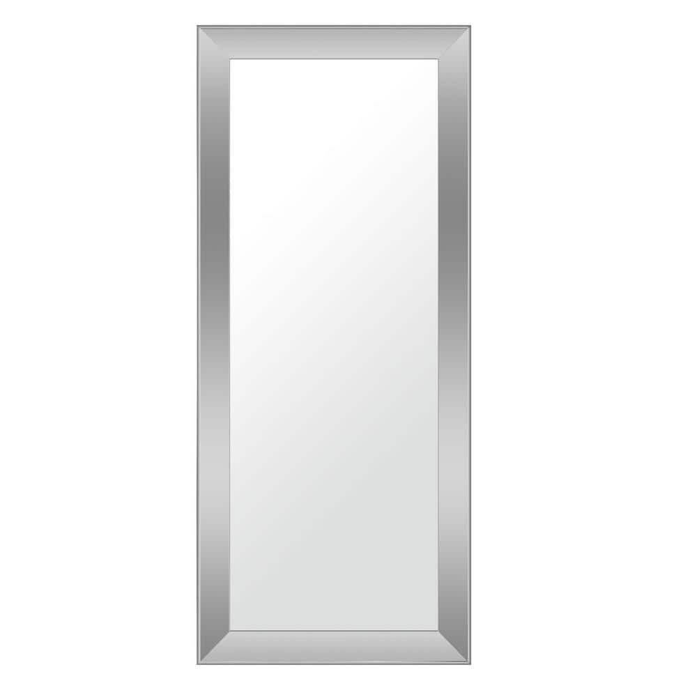 30 in. W x 70 in. H Rectangle Sliver Framed Full Length Mirror in Silver