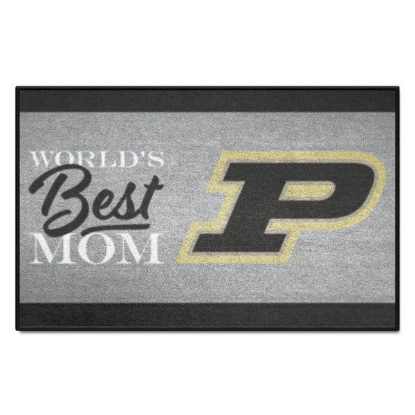 FANMATS Purdue Boilermakers Black World's Best Mom 19 in. x 30 in. Starter Mat Accent Rug