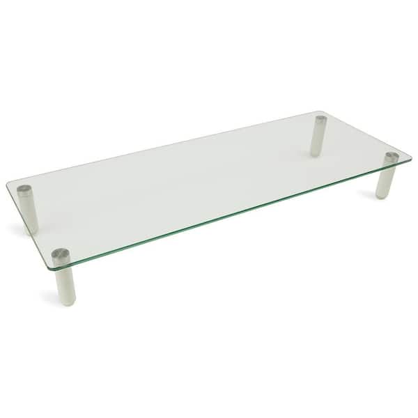 Ergonomic Glass Monitor and Laptop Desk Adapter Riser