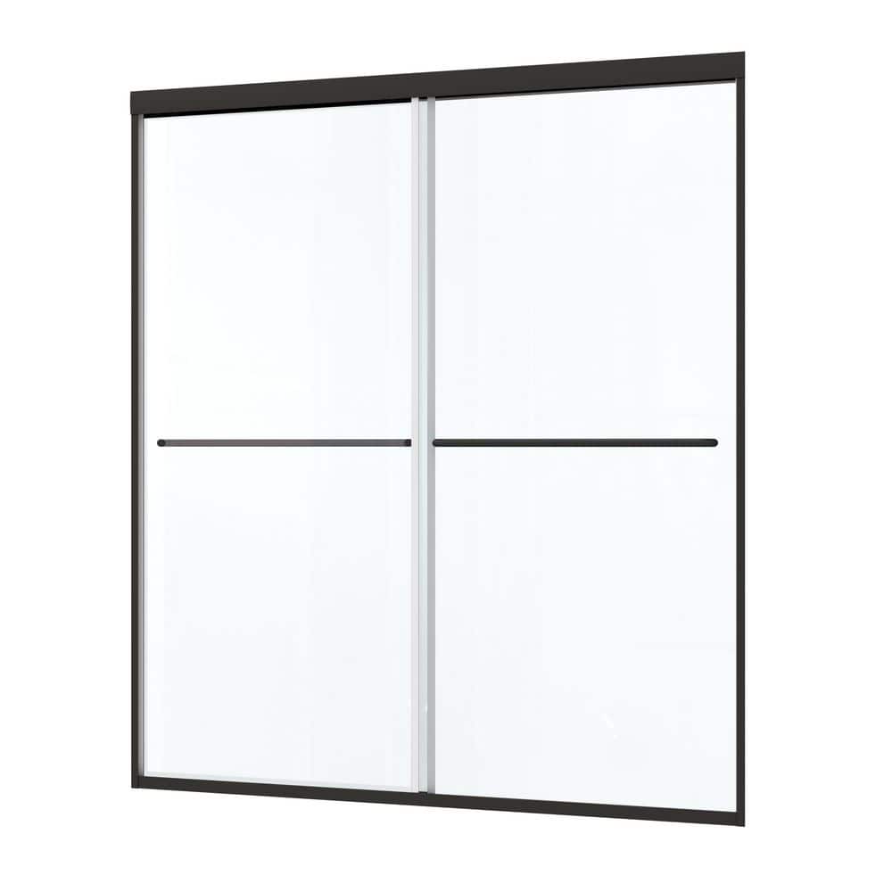Frameless Bypass Shower Door, Sliding, 1/4 in. Tempered Glass, Matte Black, 56-60 in. x 70 in. price history on PriceWatchPro
