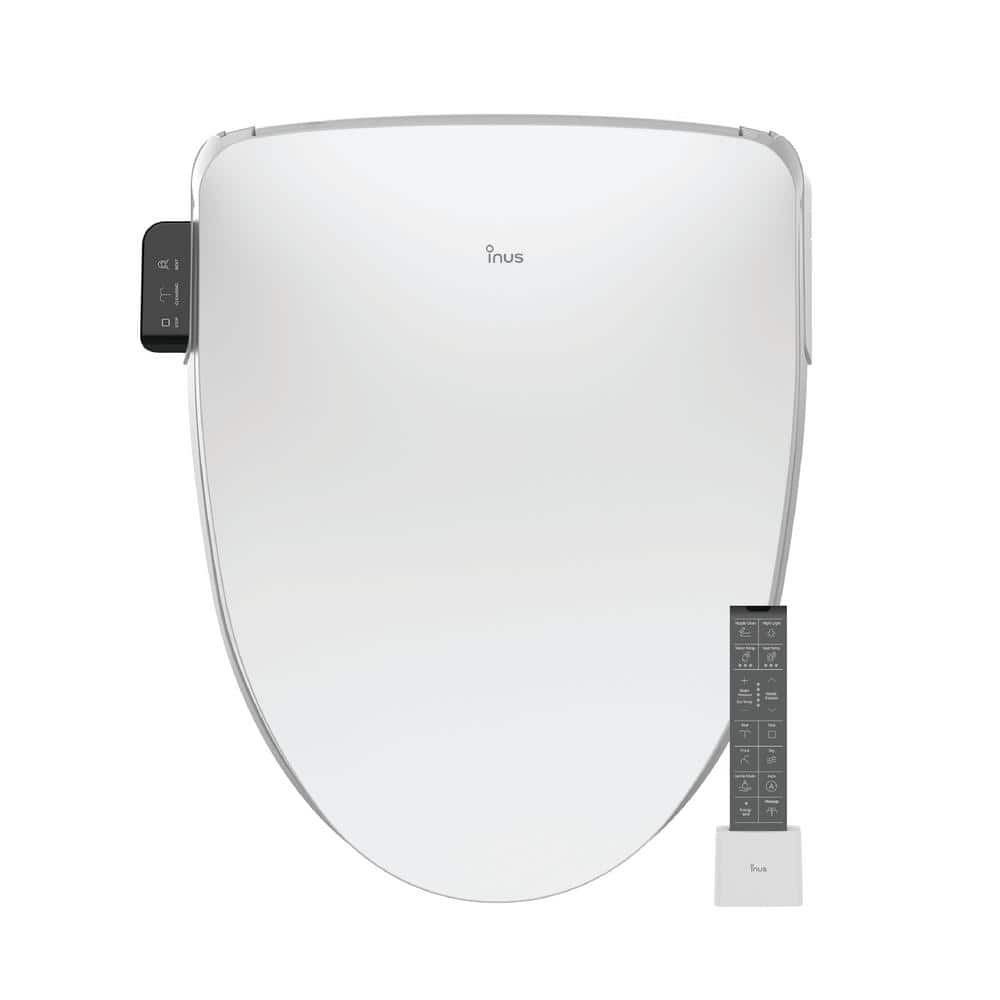 White Electric Elongated Bidet Seat with Heated Function