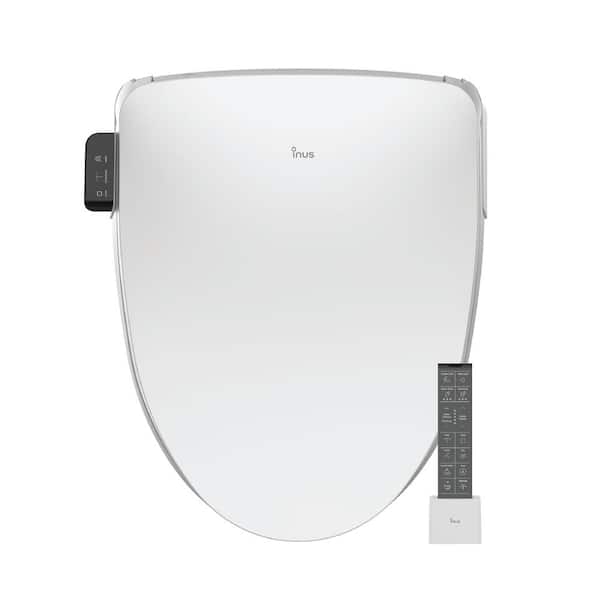 Electric Bidet Seat for Elongated Toilets with Tankless, Stainless Nozzle, Night Light, Soft Close, Heated Seat in White
