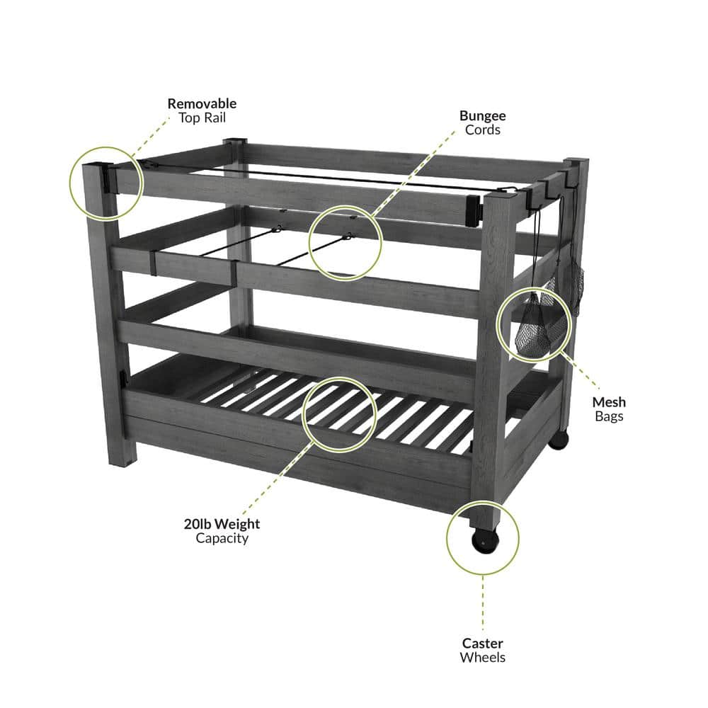 Charcoal Gray Adjustable WoodTek Vinyl Poolside Organizer