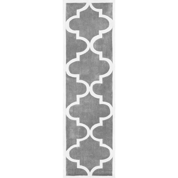 nuLOOM Fez Moroccan Trellis Slate 3 ft. x 8 ft. Runner