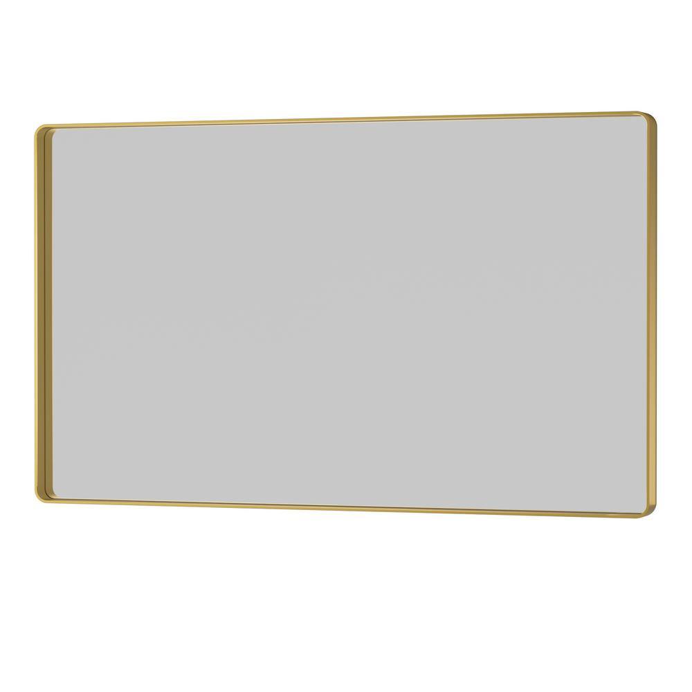 55 in. W x 36 in. H Modern Rectangular Aluminum Framed Wall Bathroom Vanity Mirror in Brush Gold Bathroom Mirrors price history on PriceWatchPro