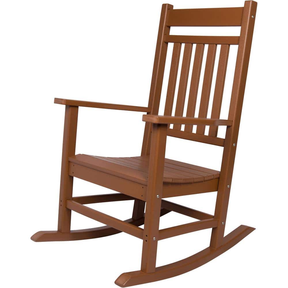 Berkshire Traditional All-Weather HDPE Brown Rocking Chair with Arms