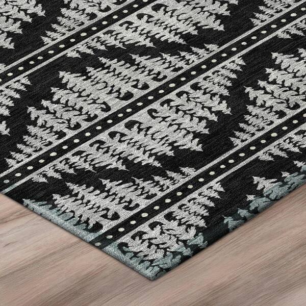 Chantille Machine Washable Indoor/Outdoor Abstract ACN2985 Black 10 ft. x 14 ft. Area Rug