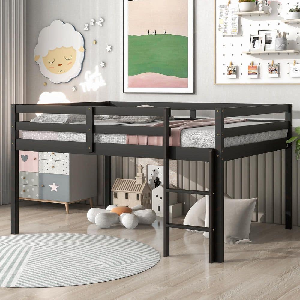 GODEER Espresso Full Loft Bed W50446293LXL - The Home Depot