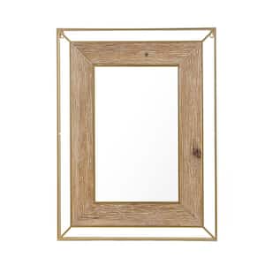 24.02 in. x 31.89 in. Rustic Rectangle Framed Brown Decorative Mirror