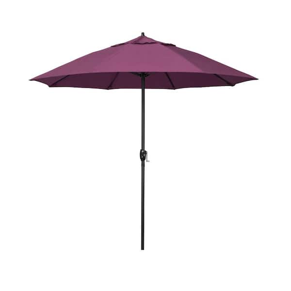 California Umbrella 7.5 ft. Bronze Aluminum Market Patio Umbrella with Fiberglass Ribs and Auto Tilt in Iris Sunbrella