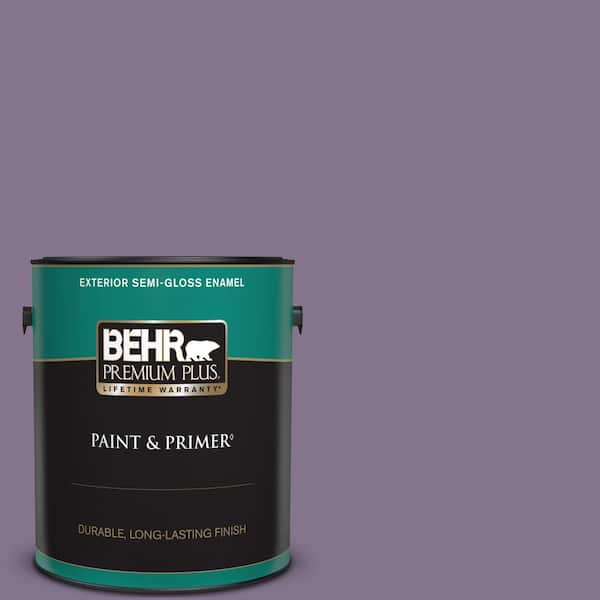 BEHR PREMIUM PLUS 1 gal. #S100-5 Purple Potion Semi-Gloss Enamel Exterior Paint & Primer